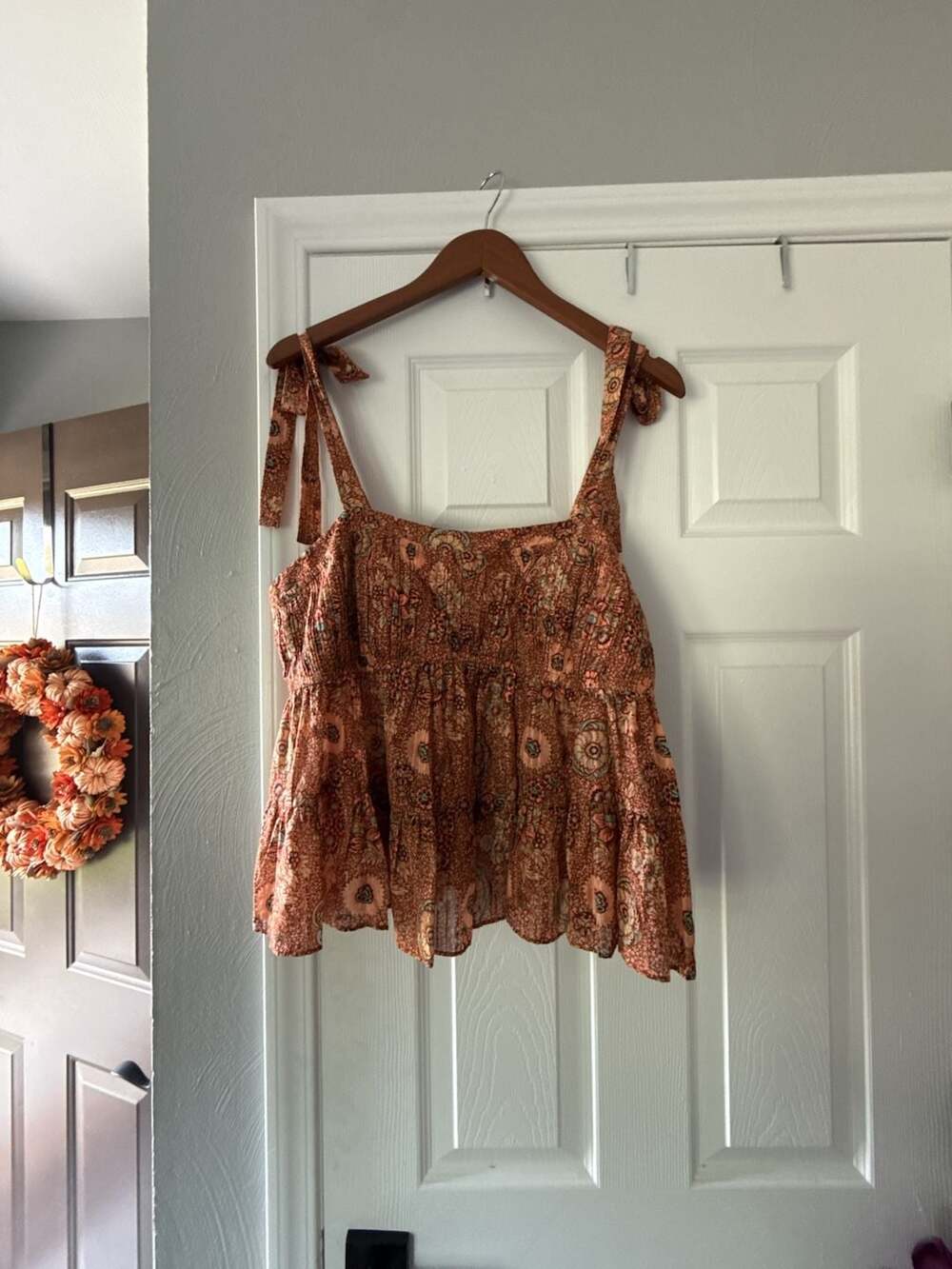 Ulla Johnson Syma Top Size 10 Rosebud Floral Peplum Tie Strap